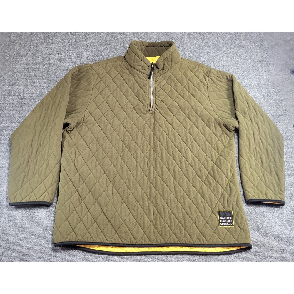 VTG Marithe + Francois Girbaud Quilted Green & Yellow Pullover Jacket Sz X-Large